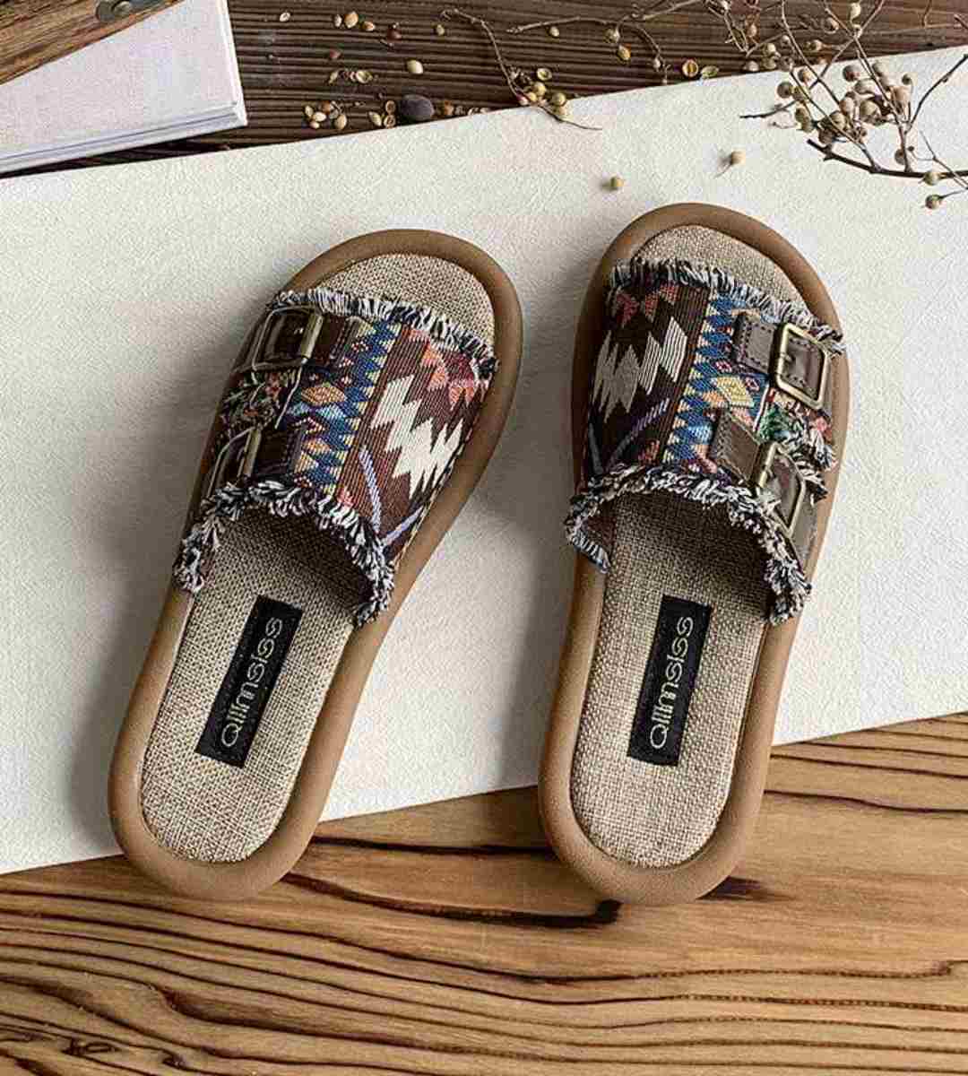 Summer Slip-on Linen Sandals Ethnic Style Flat Shoes