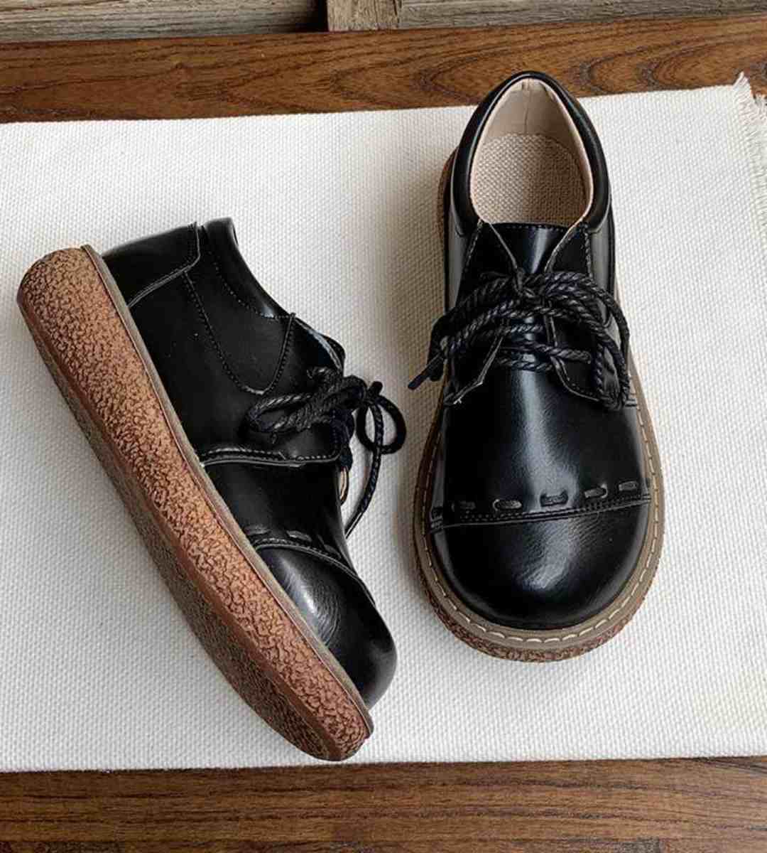 Spring Vintage Leather Round Toe Thick Sole Shoes
