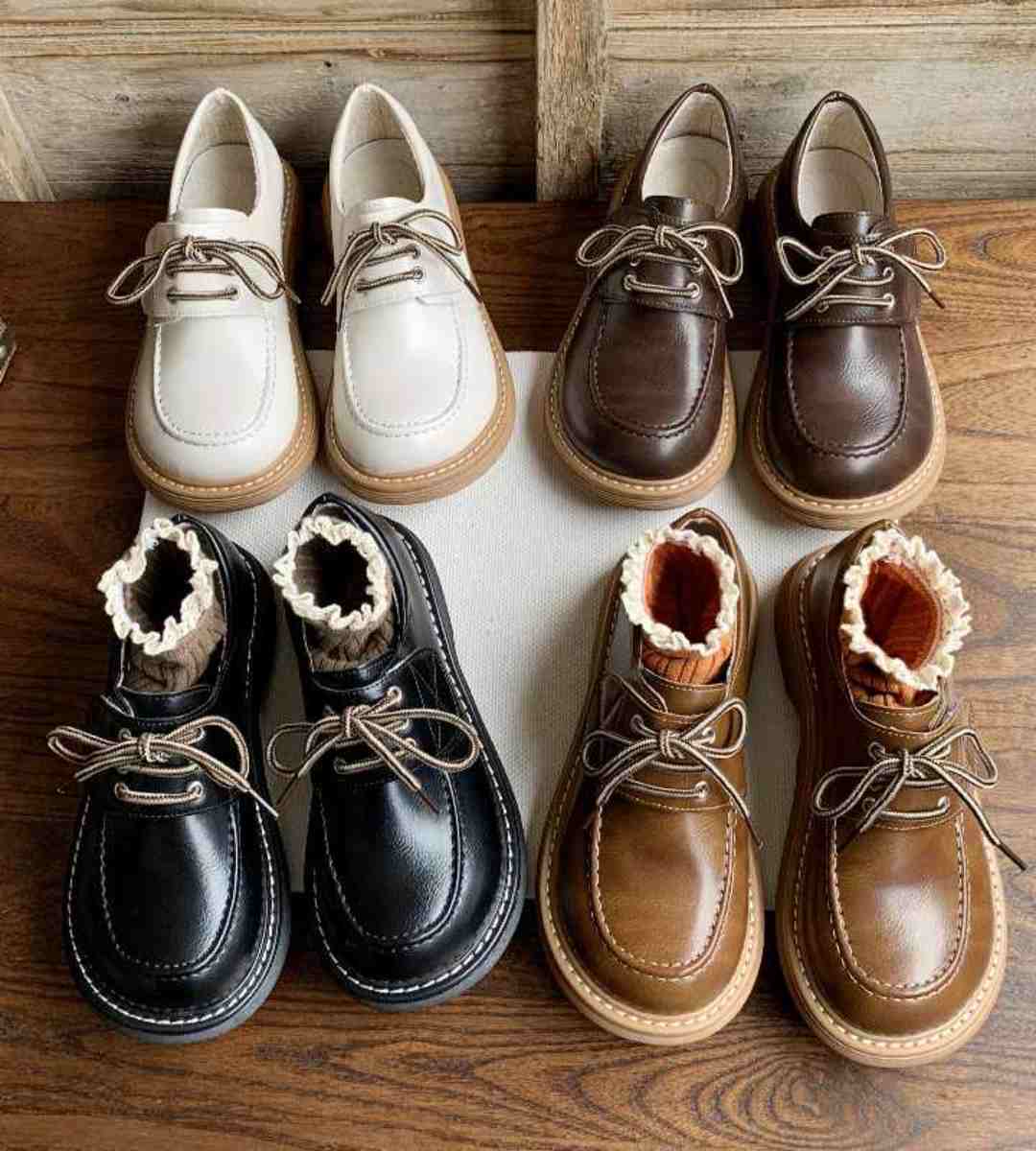 2024 Spring JK Uniform Thick-Soled Flats Leather Women