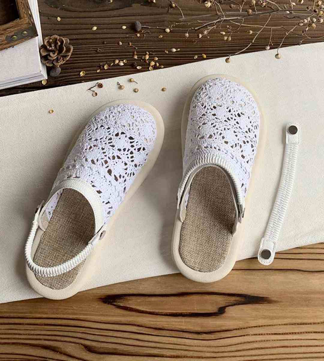 Summer Hollow-out Mesh Slip-on Closed-toe Sandals Women
