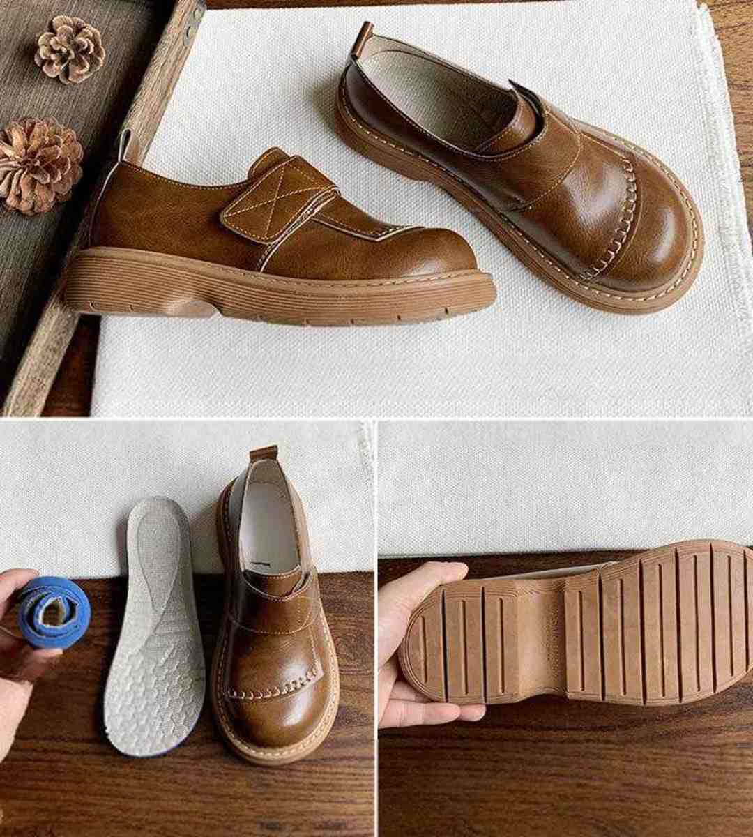 2024 Spring Women's Leather Oxfords Thick Sole Retro