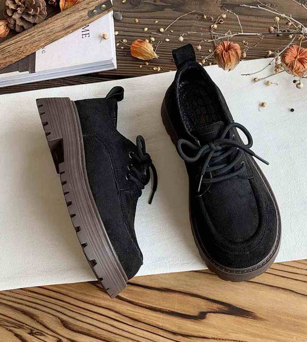 Autumn 2024 - Leather Shoes - Suede - British Style - Chunky Heel