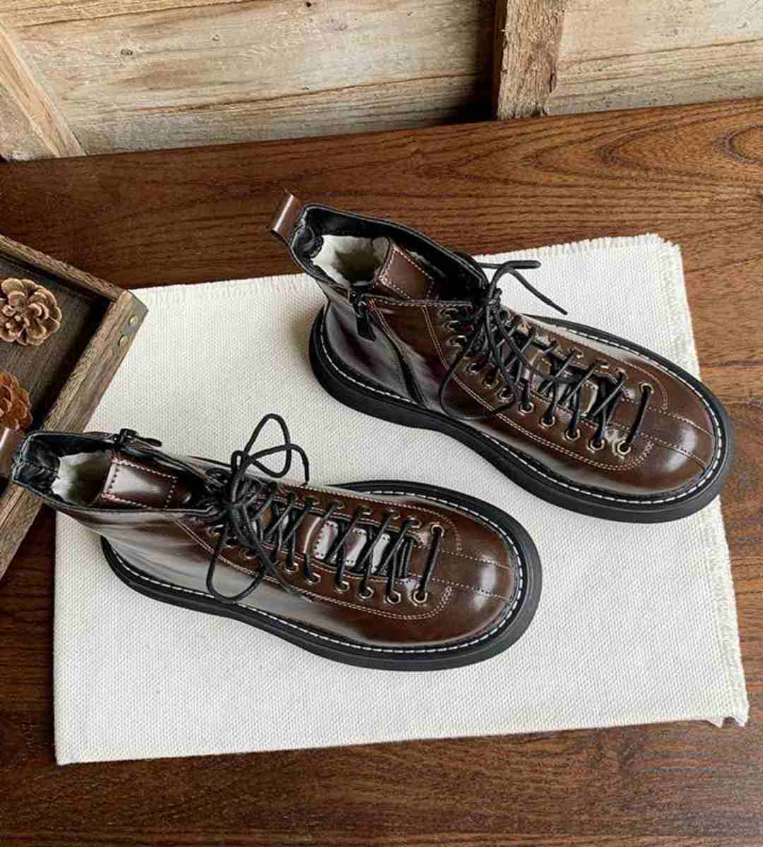 Winter Chunky Platform Martin Boots Fleece Casual Short Boot