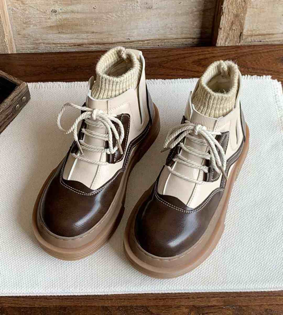 Fall Short Martin Boots Women Color-blocked Plush Cotton Style