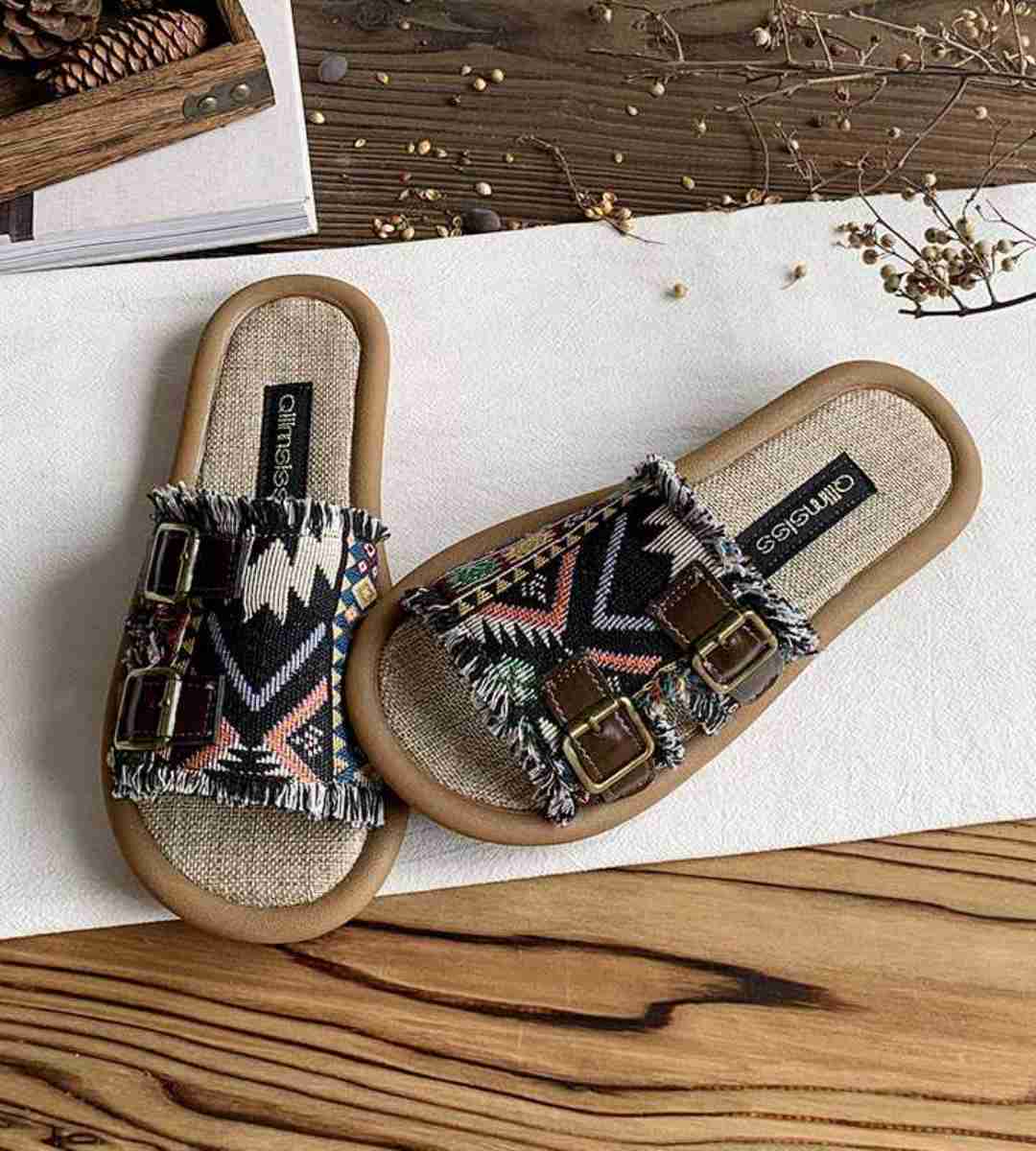 Summer Slip-on Linen Sandals Ethnic Style Flat Shoes