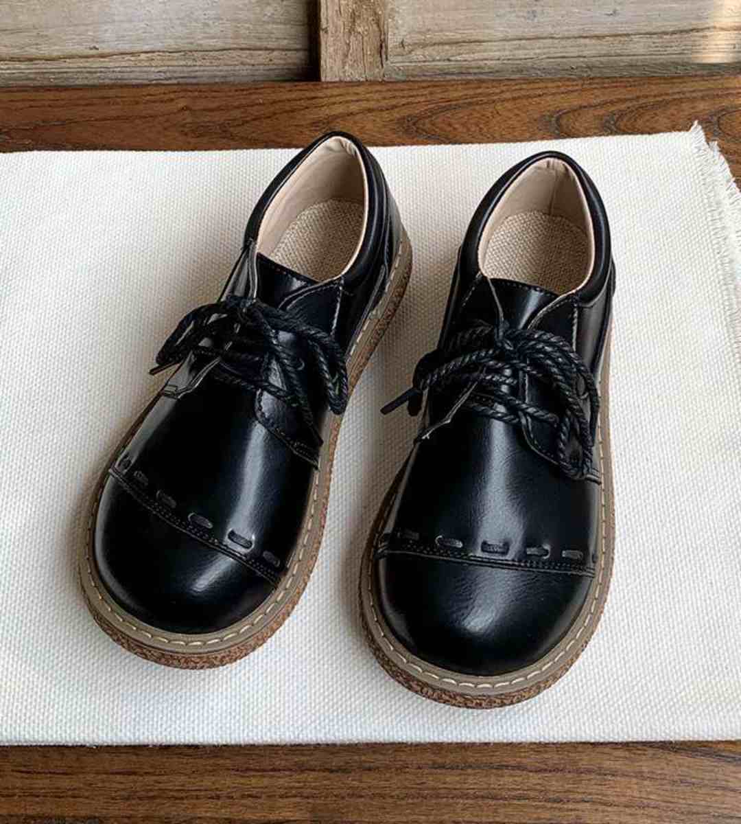 Spring Vintage Leather Round Toe Thick Sole Shoes