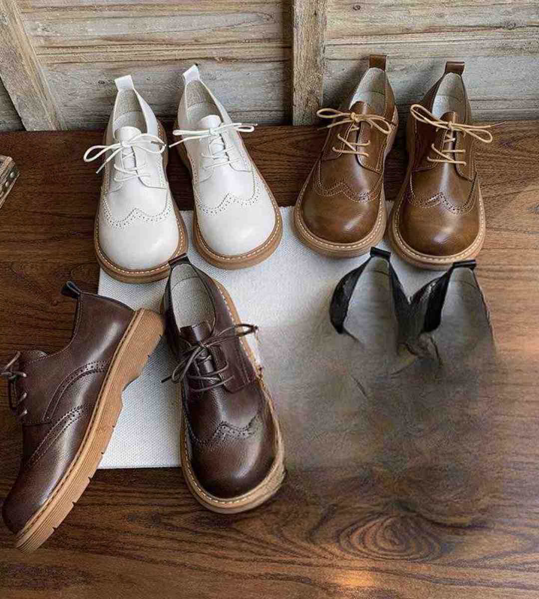 Spring-Brogue Leather Shoes-Women's-Campus Style-JK Shoes