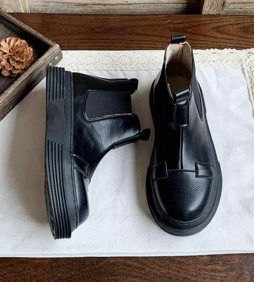 Winter Chelsea Boots Thick Sole Cotton Retro Style Martin Boots