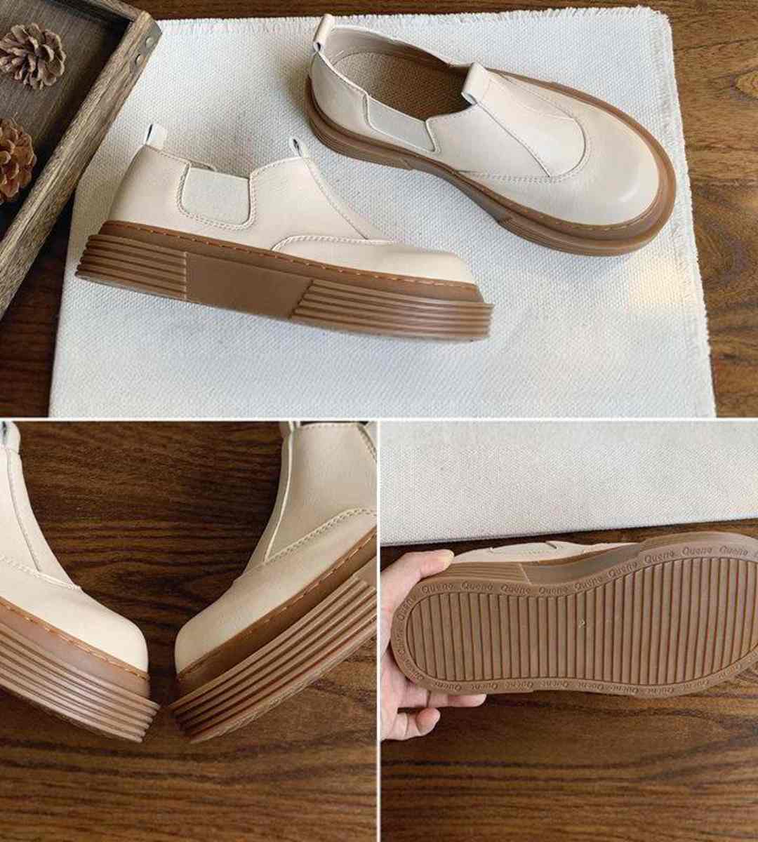 2024 Autumn Women's Thick Sole Leather Shoes British Style