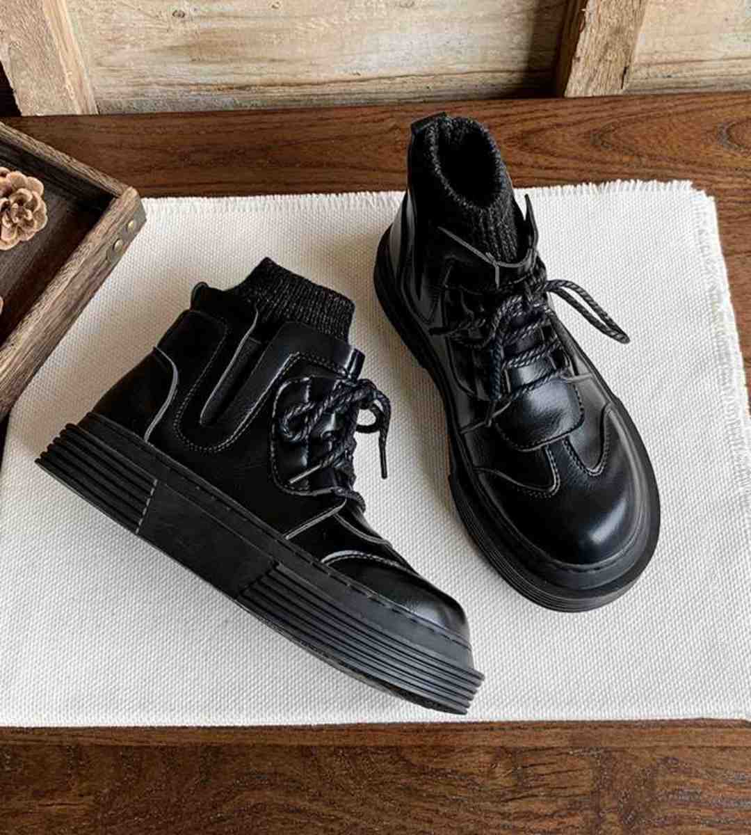 Spring Short Boots Cotton Round Toe Martin Boots Thick Sole