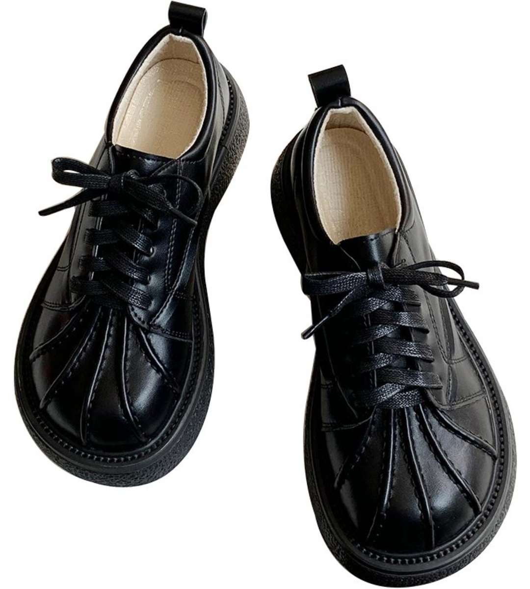 Spring Vintage Shell Toe Leather Thick Sole Shoes Retro