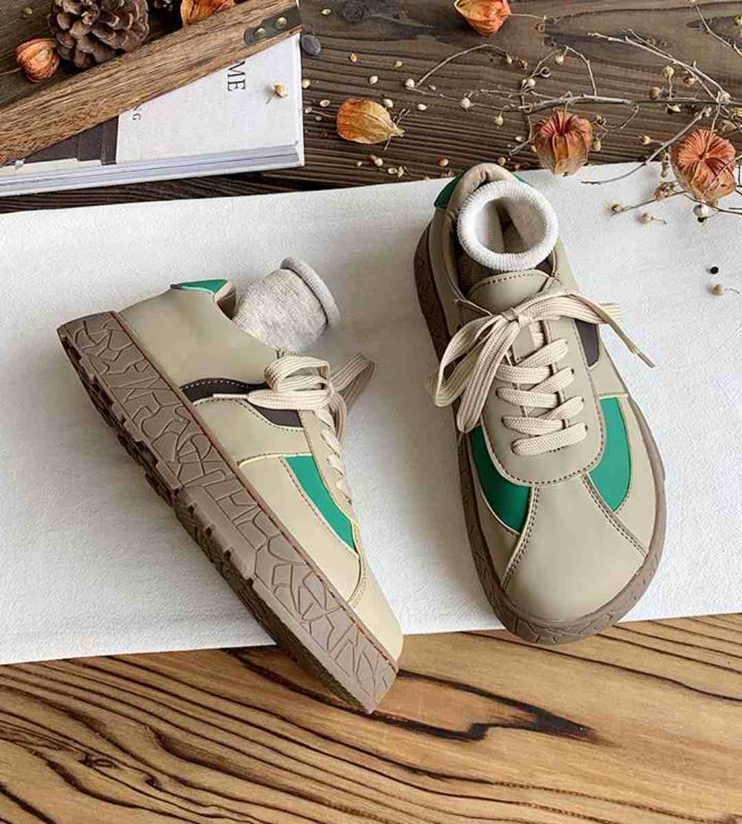 Spring Chunky Sneakers Leather Fashion Multi-color 2024