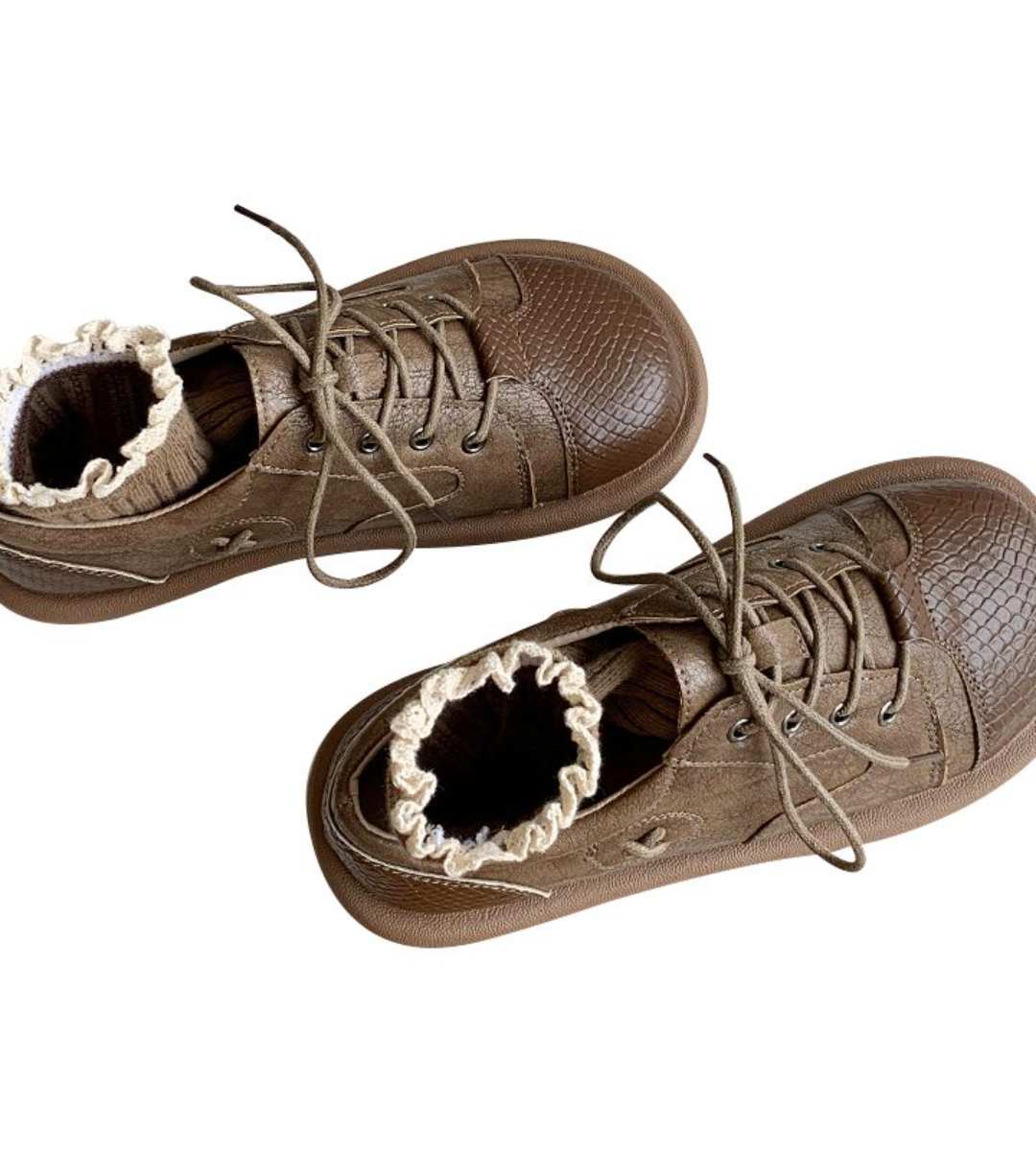 Autumn Leather Lace-up Shoes Retro Japanese Design