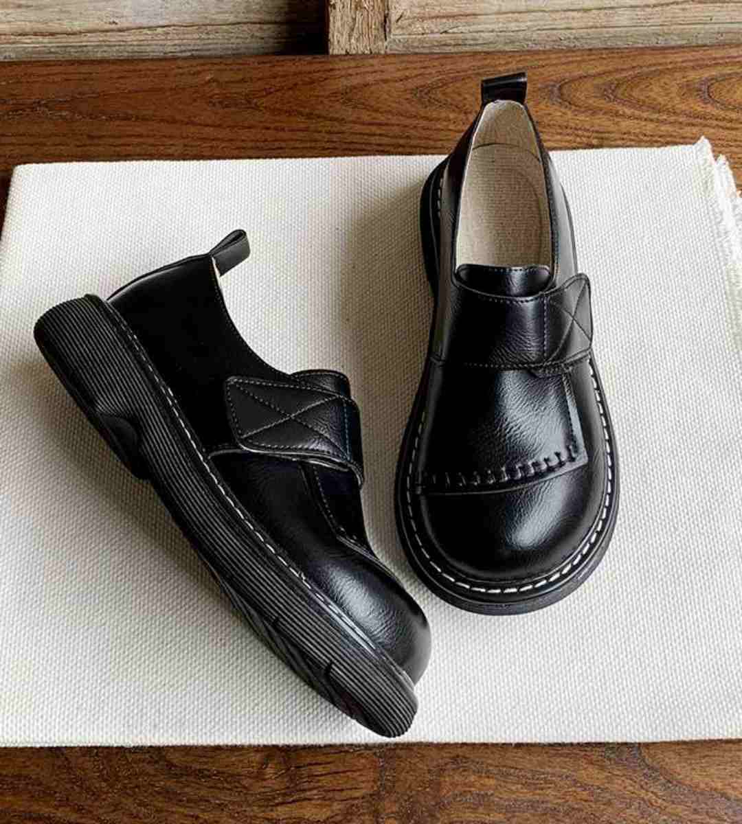 2024 Spring Women's Leather Oxfords Thick Sole Retro