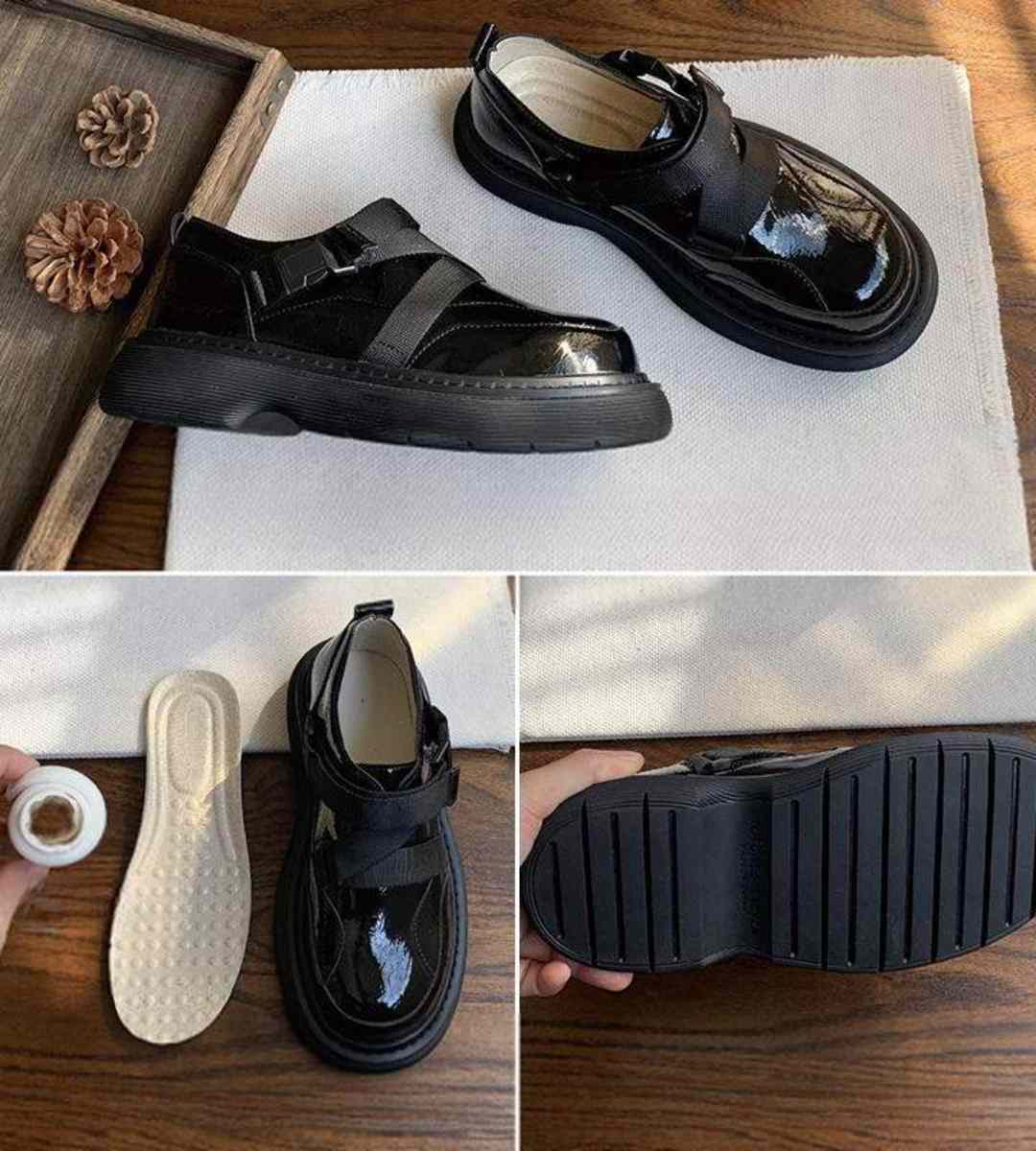 Spring Flat Leather Round-Toe British Style Shoes