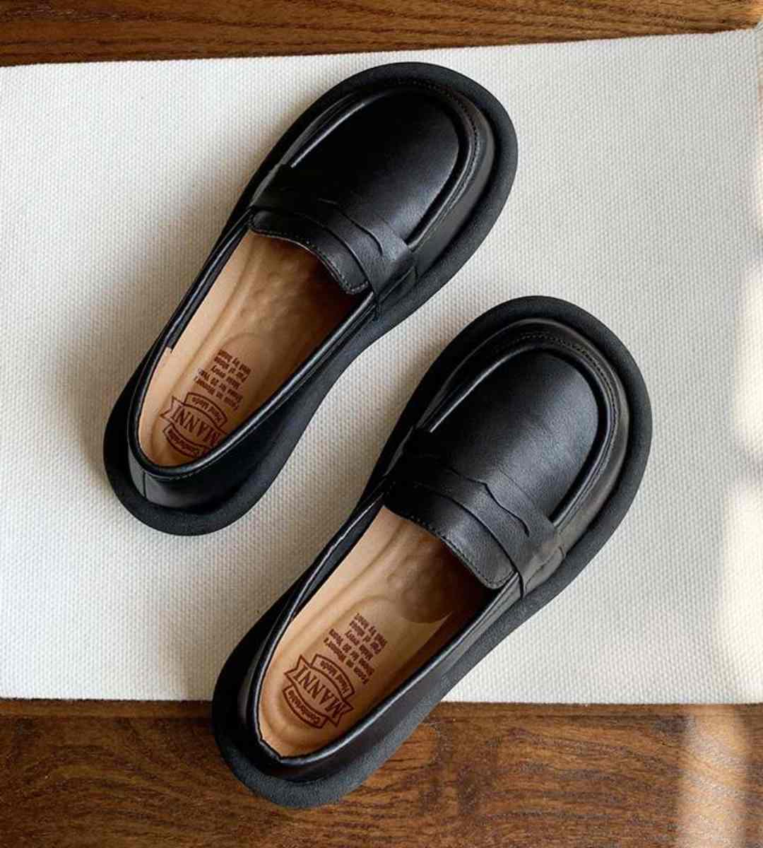 Spring Flat Shoes Genuine Leather Cute College Style