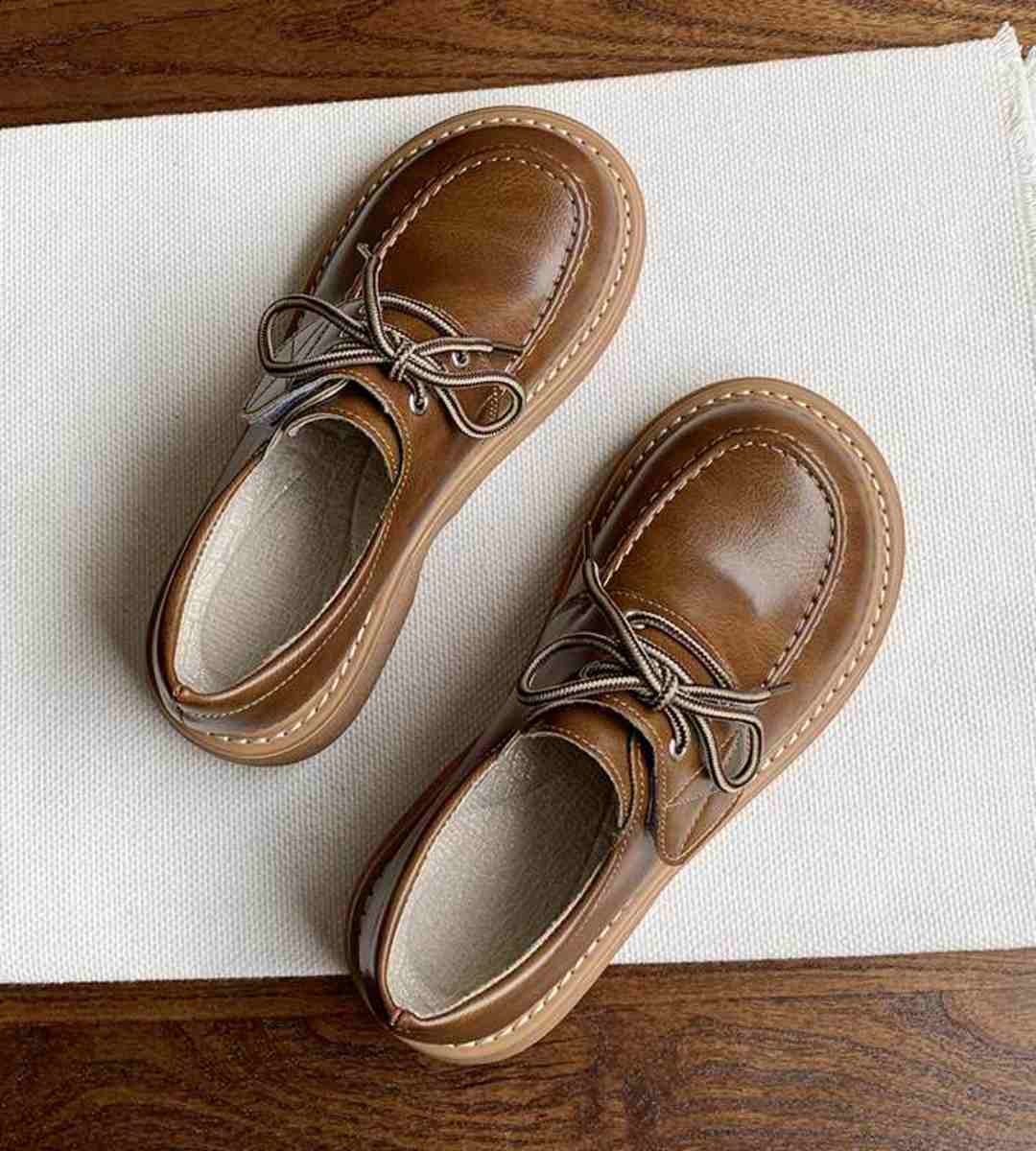 2024 Spring JK Uniform Thick-Soled Flats Leather Women