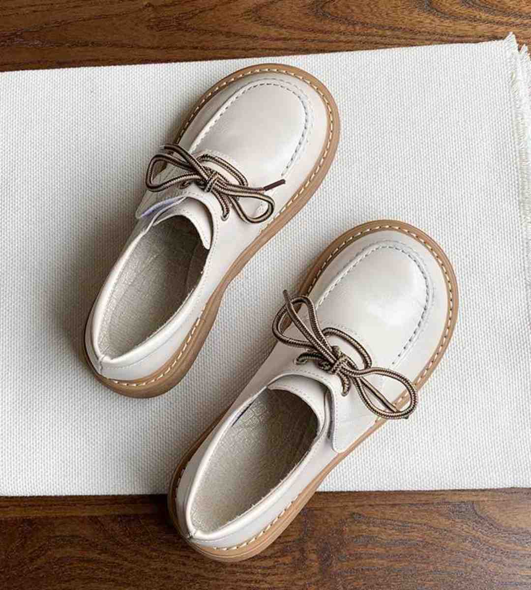 2024 Spring JK Uniform Thick-Soled Flats Leather Women