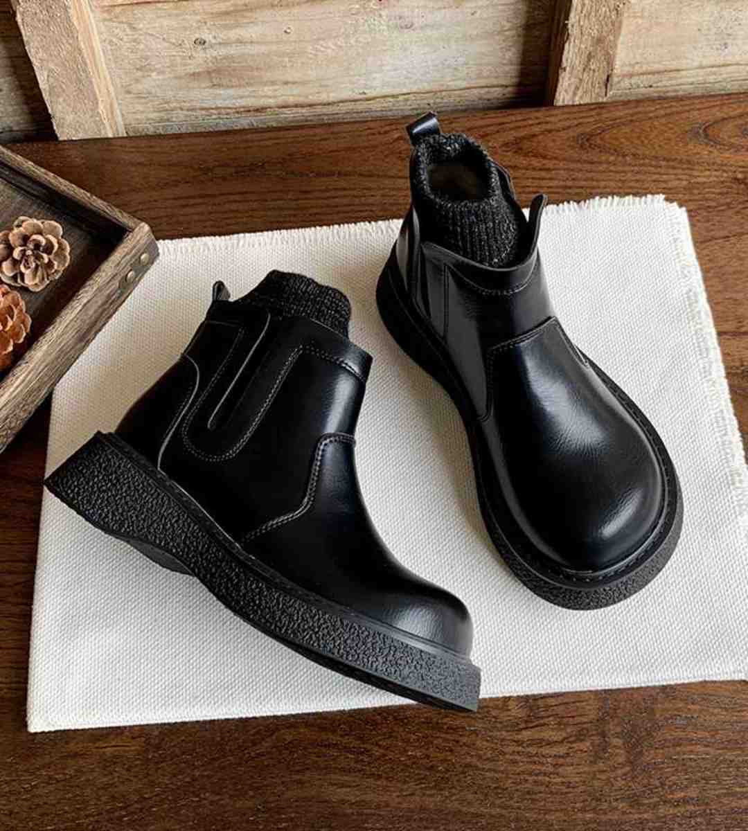 Autumn Winter Thick Sole Chelsea Boots Velvet Style