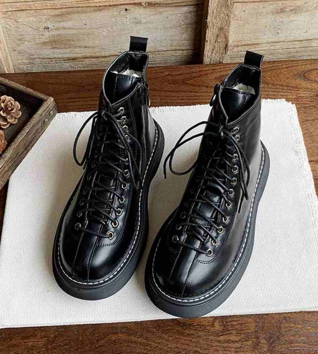 Winter Chunky Platform Martin Boots Fleece Casual Short Boot