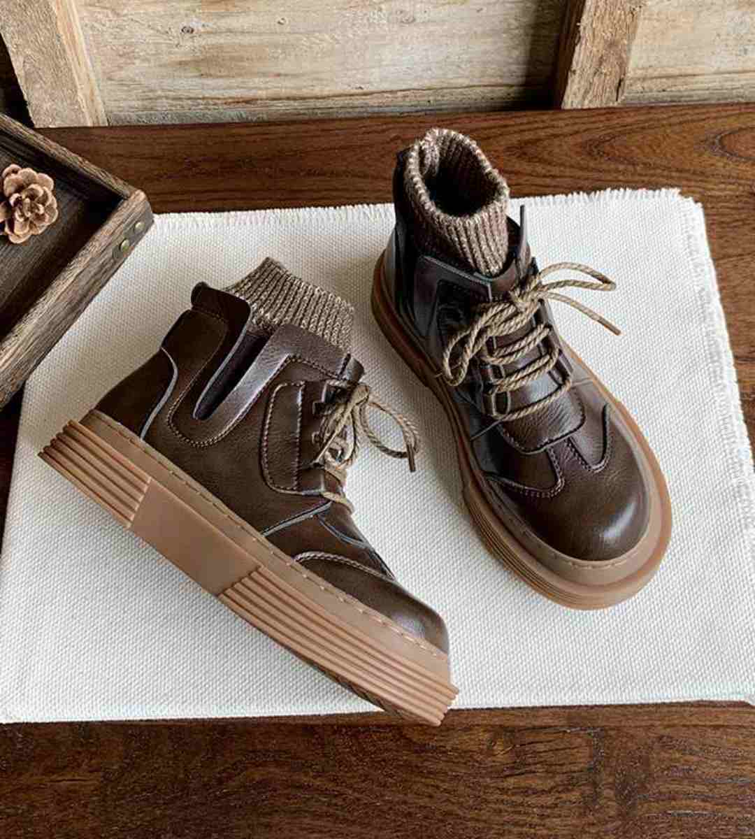 Spring Short Boots Cotton Round Toe Martin Boots Thick Sole