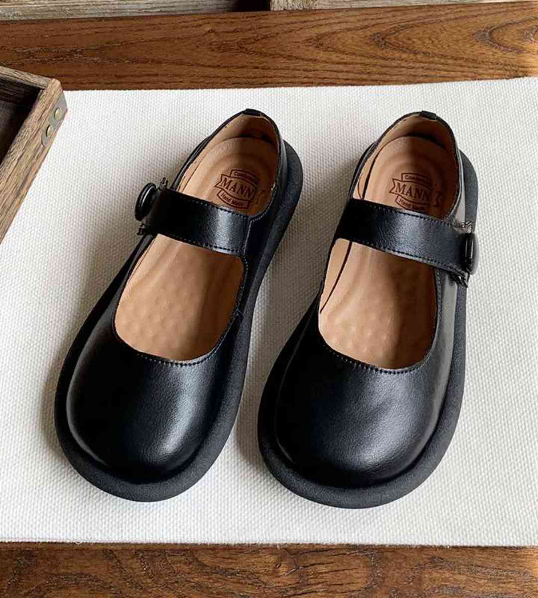 Spring Mary Jane Soft Leather Lolita Shoes Cute Large Toe
