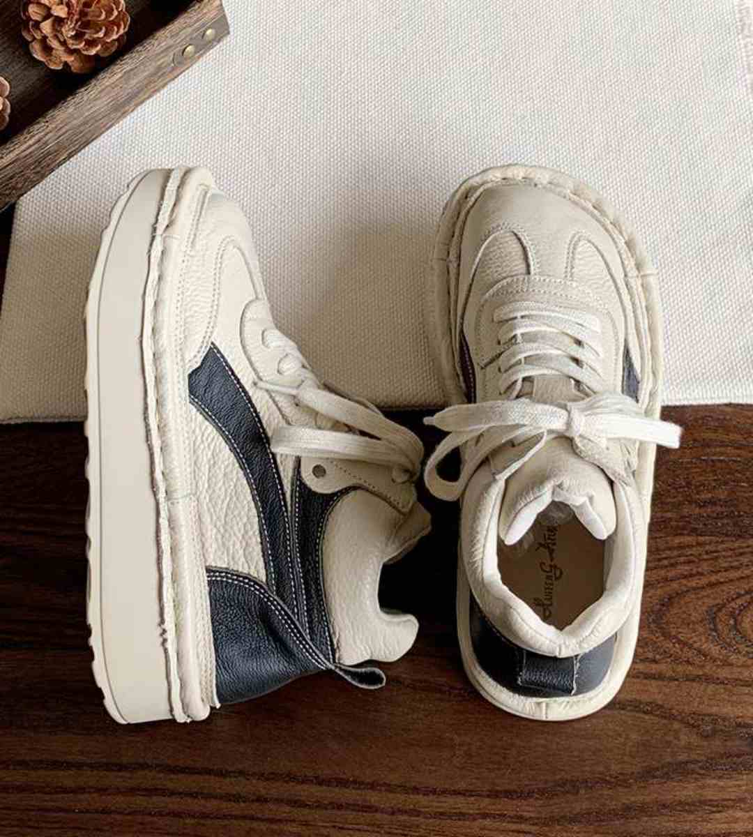 Autumn Short Boots Leather Artistic Style Chunky Sneakers