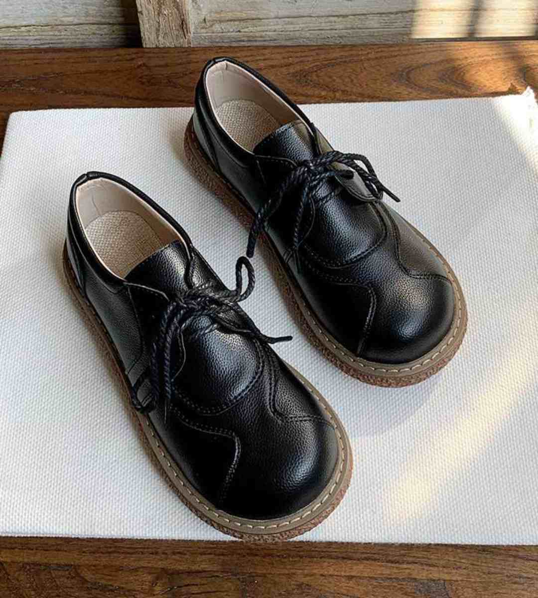 Autumn Platform Leather Cute Shoes JK Style Student Flats