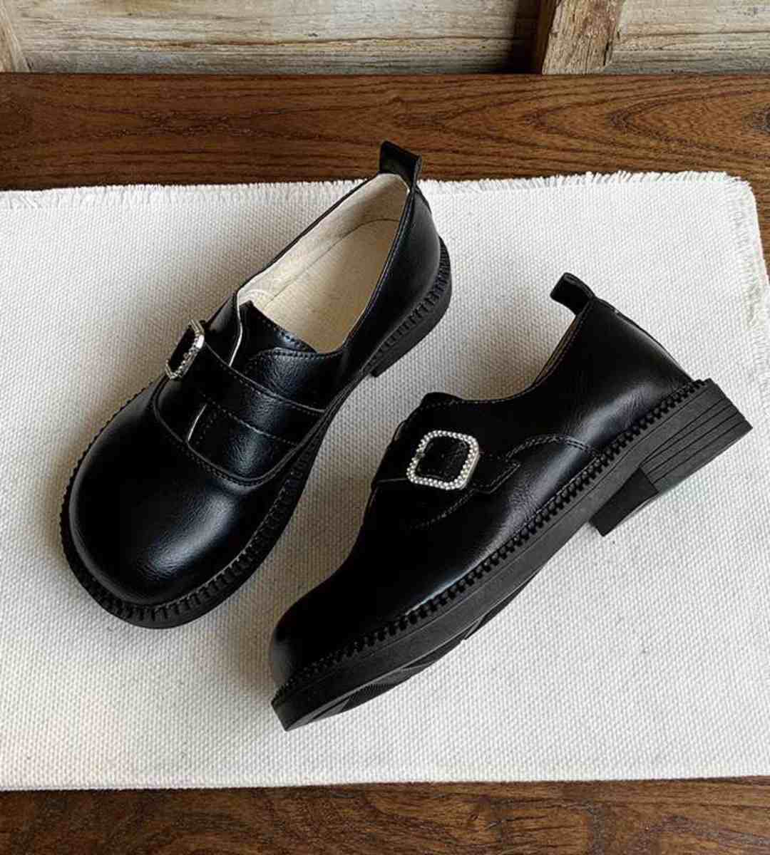 Autumn Oxford Shoes Leather Preppy Style Round Toe Flat