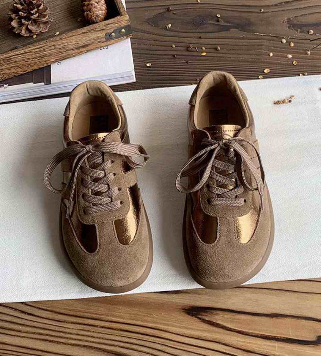 Spring Women's Sneakers Suede Retro Leather Casual