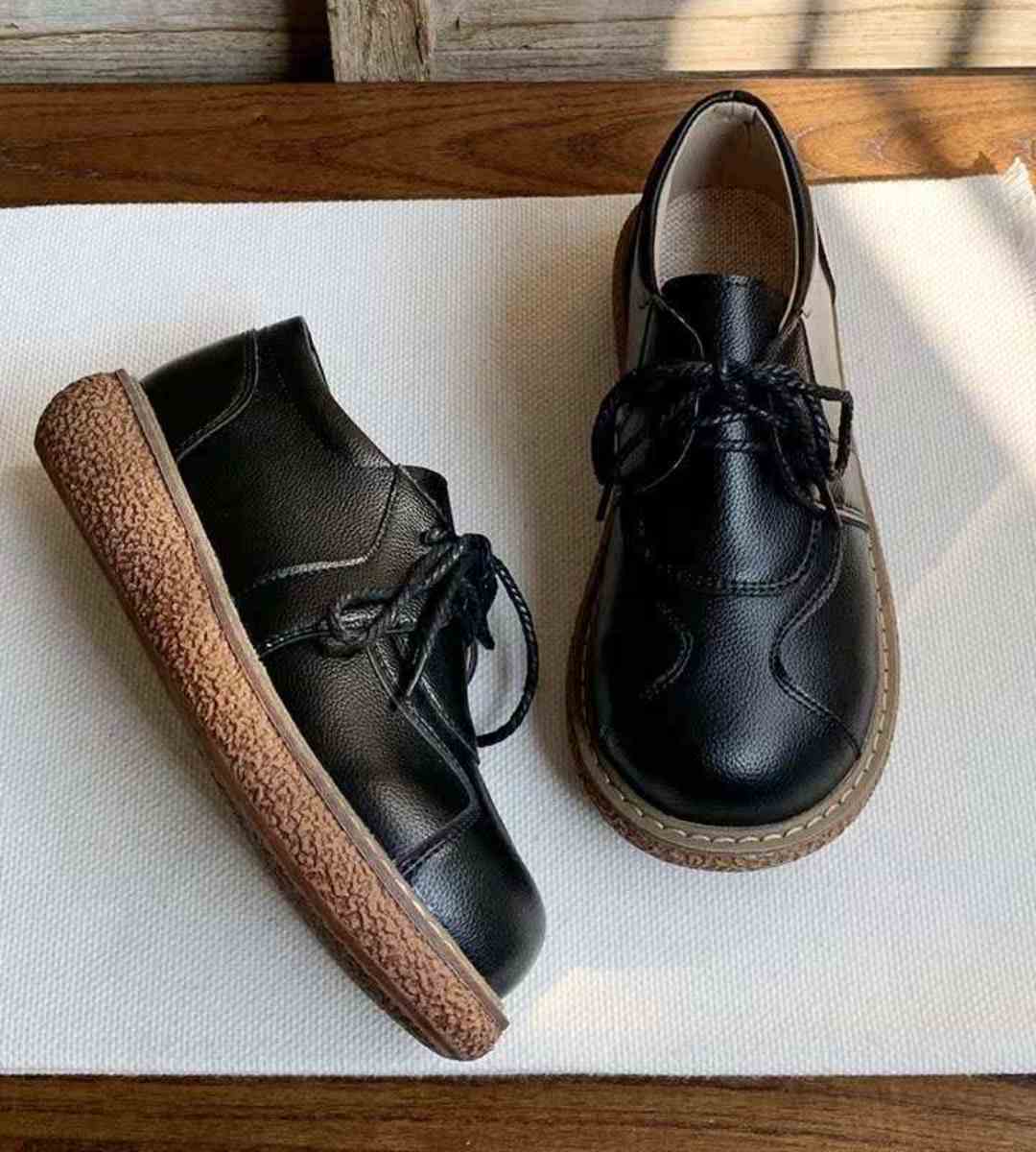 Autumn Platform Leather Cute Shoes JK Style Student Flats