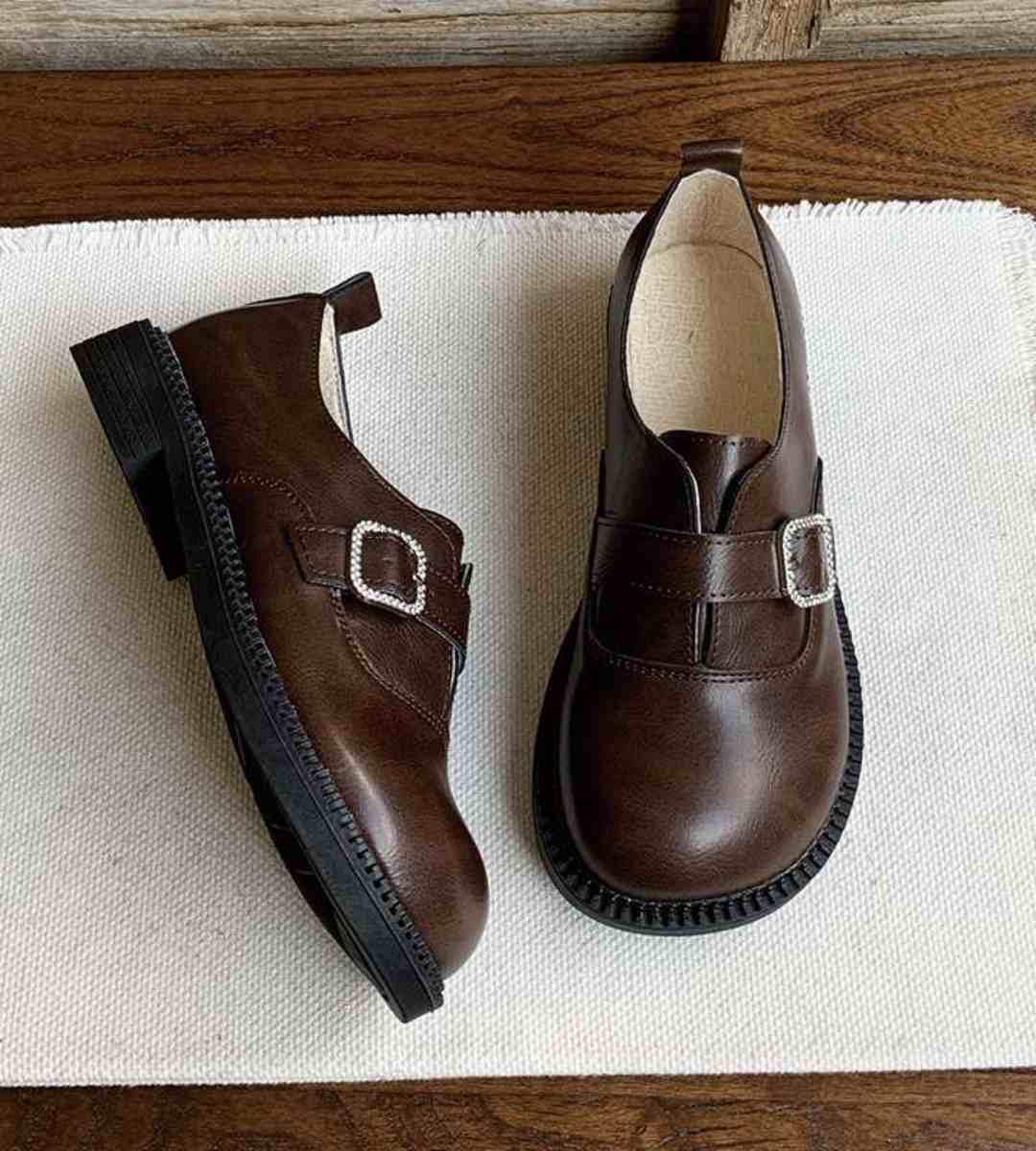 Autumn Oxford Shoes Leather Preppy Style Round Toe Flat