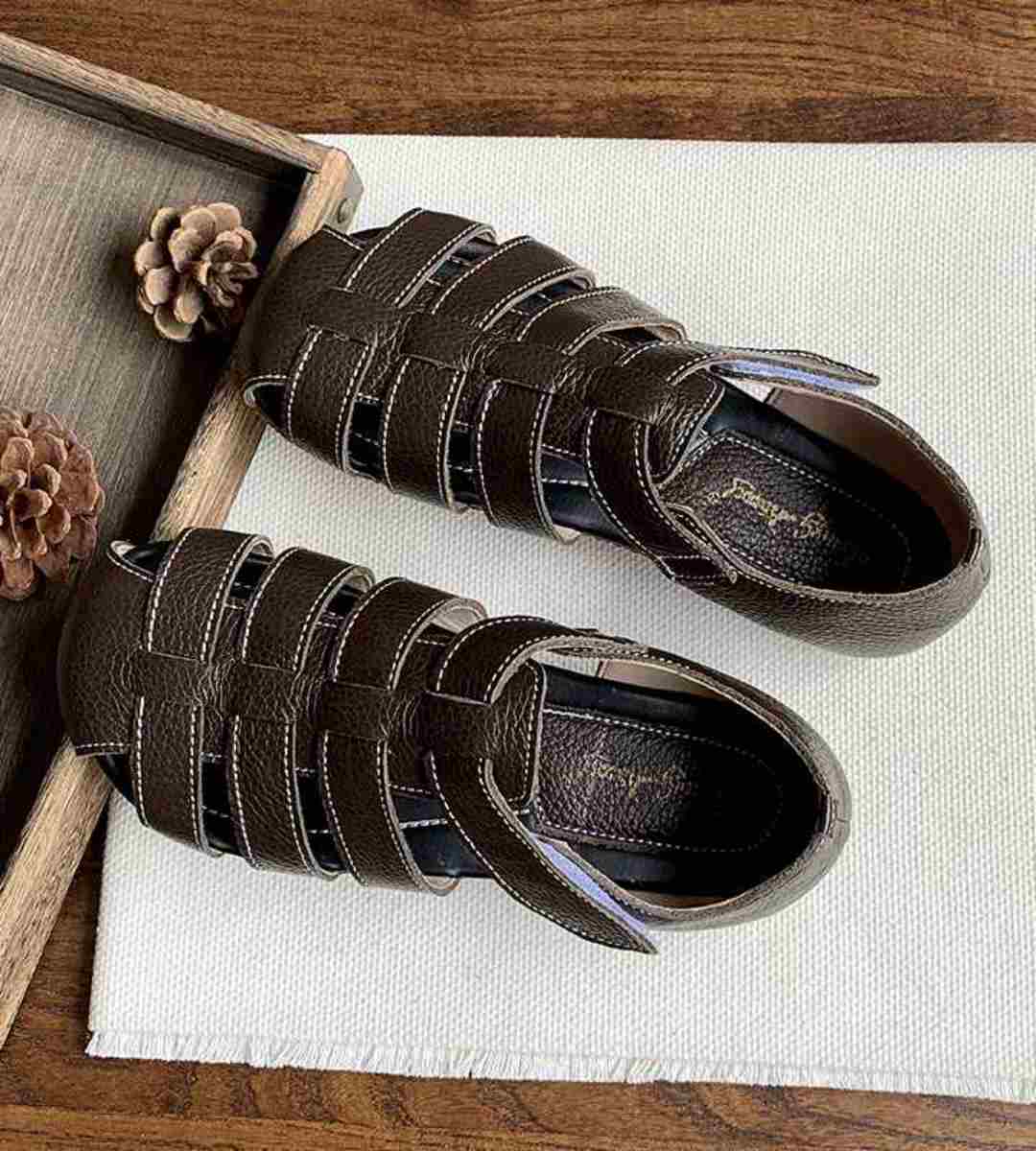 Summer Flat Genuine Leather Roman Sandals Art Style