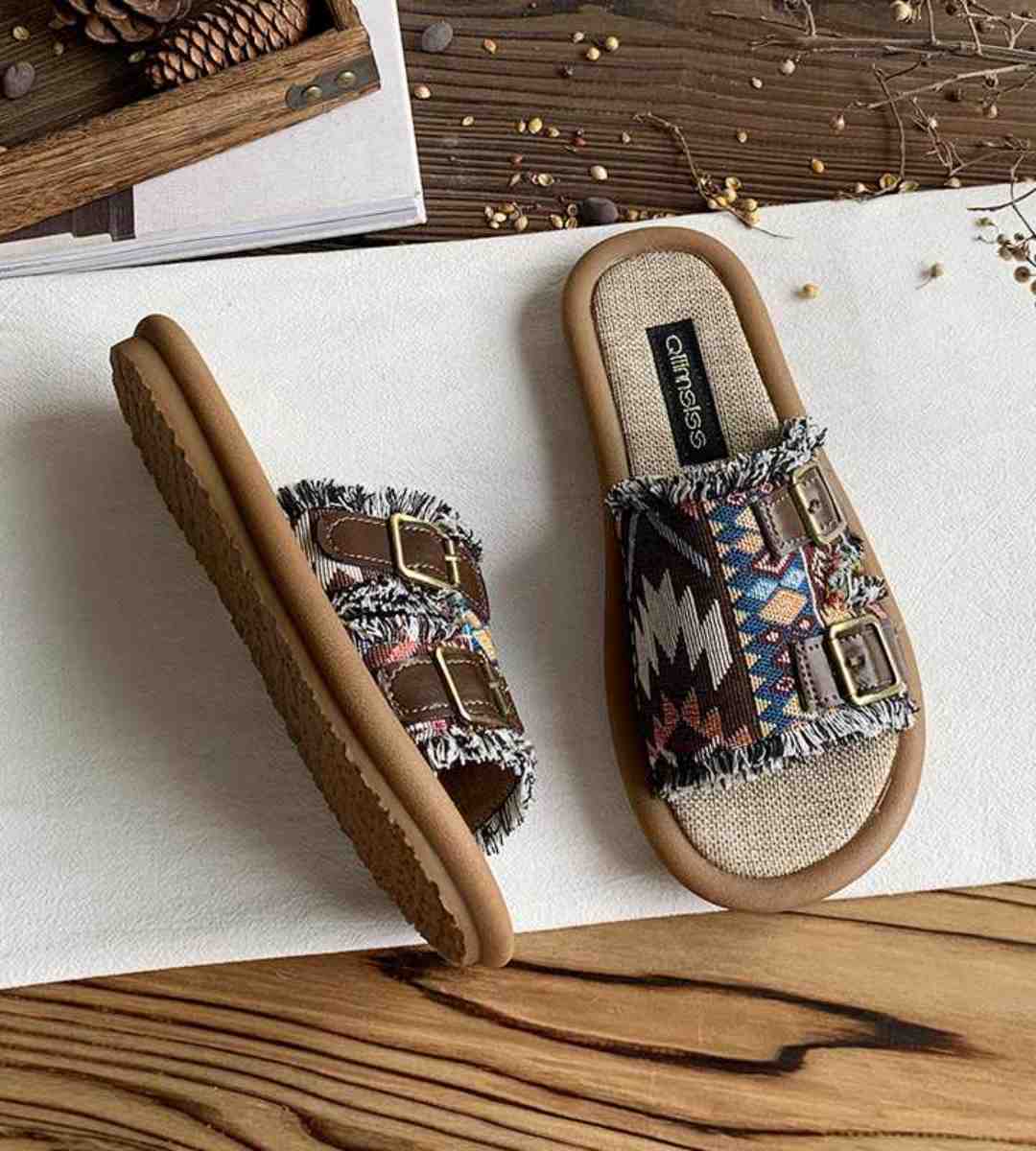 Summer Slip-on Linen Sandals Ethnic Style Flat Shoes