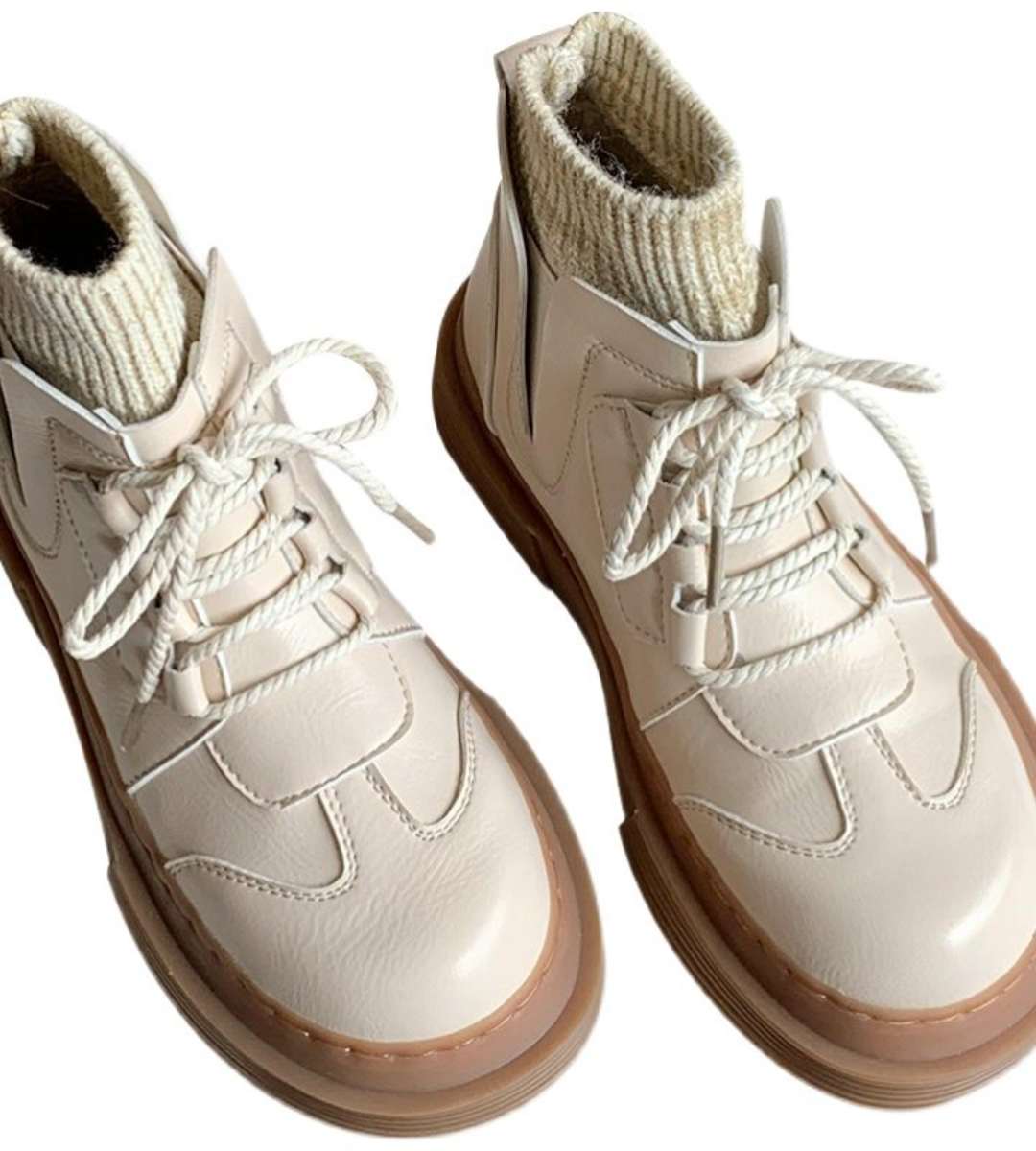 Spring Short Boots Cotton Round Toe Martin Boots Thick Sole