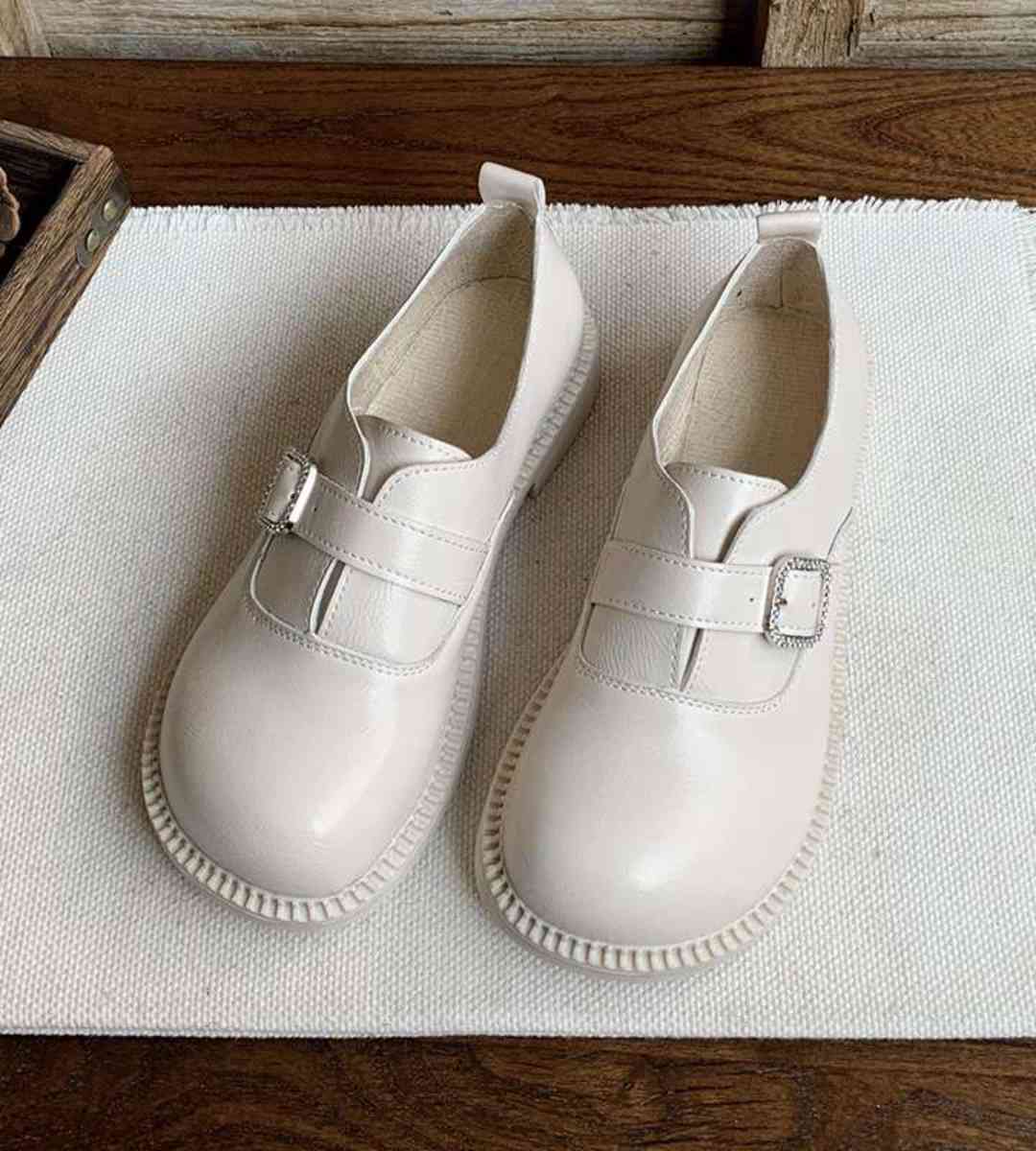 Autumn Oxford Shoes Leather Preppy Style Round Toe Flat