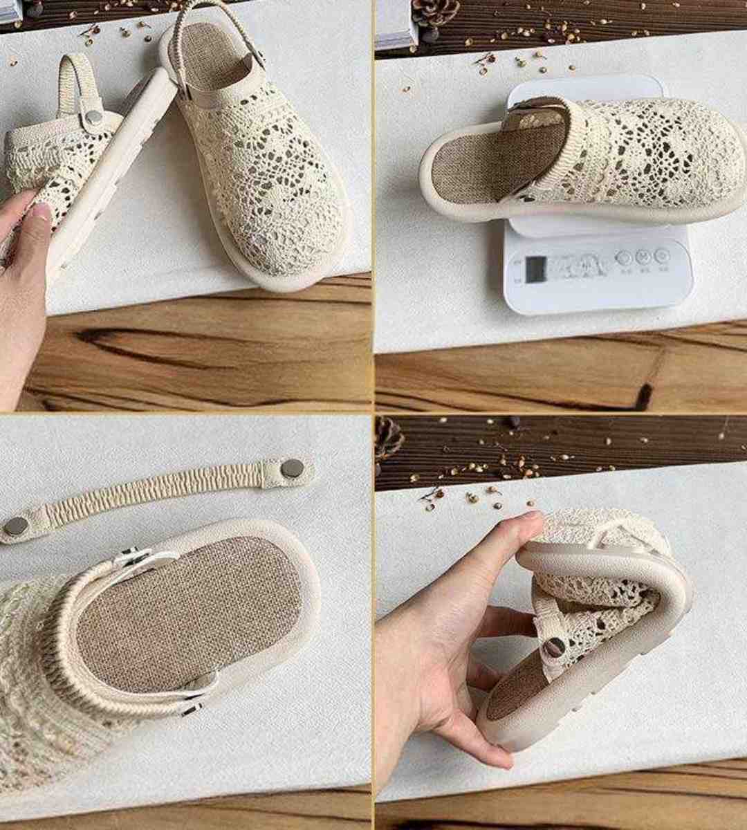 Summer Hollow-out Mesh Slip-on Closed-toe Sandals Women