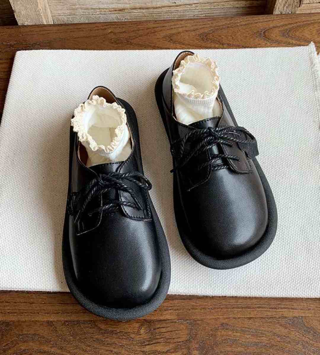 Spring - Flat Shoes - Genuine Leather - Japanese Cute - Round Toe