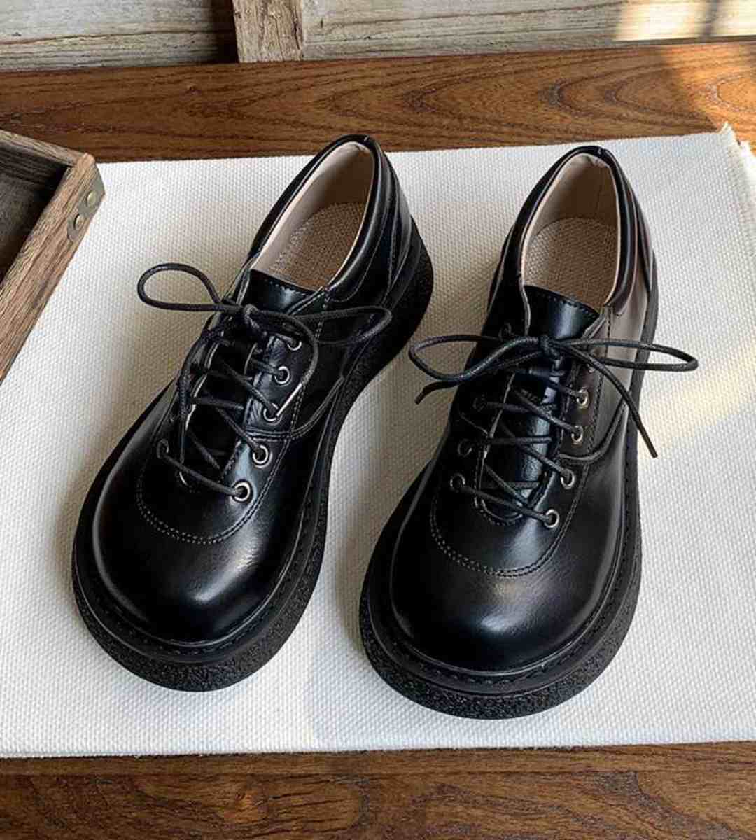 Spring Women's Thick-Soled Leather Brogue Retro Shoes