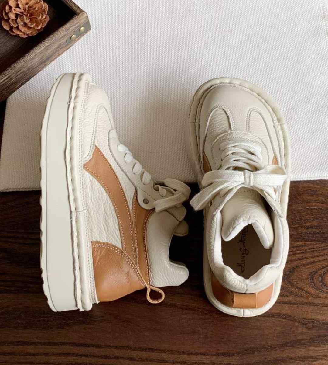 Autumn Short Boots Leather Artistic Style Chunky Sneakers