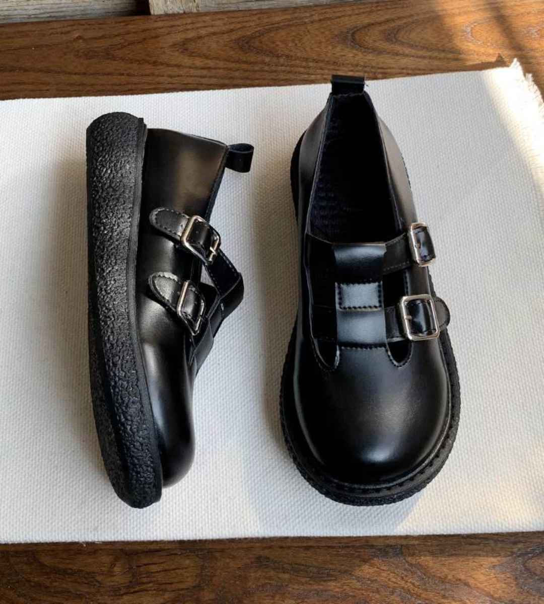 Autumn Mary Jane Leather Shoes Cute Thick Sole Lolita