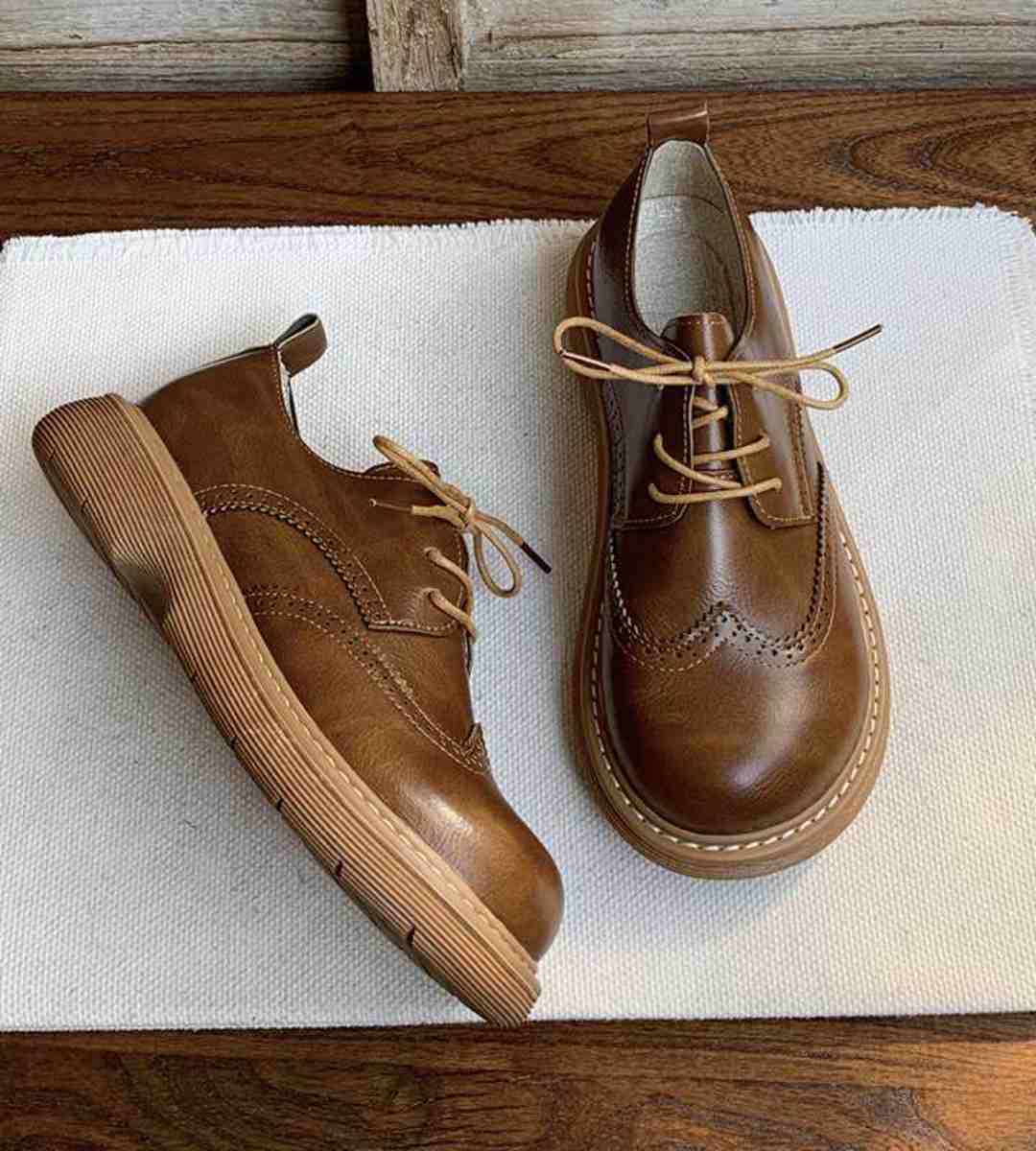 Spring-Brogue Leather Shoes-Women's-Campus Style-JK Shoes