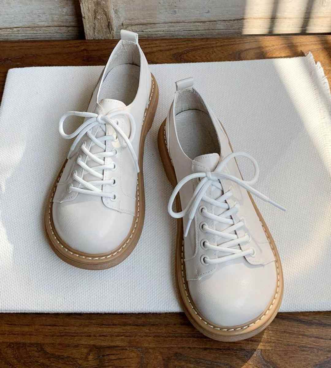 Spring Flat Vintage Leather JK Uniform Shoes Women