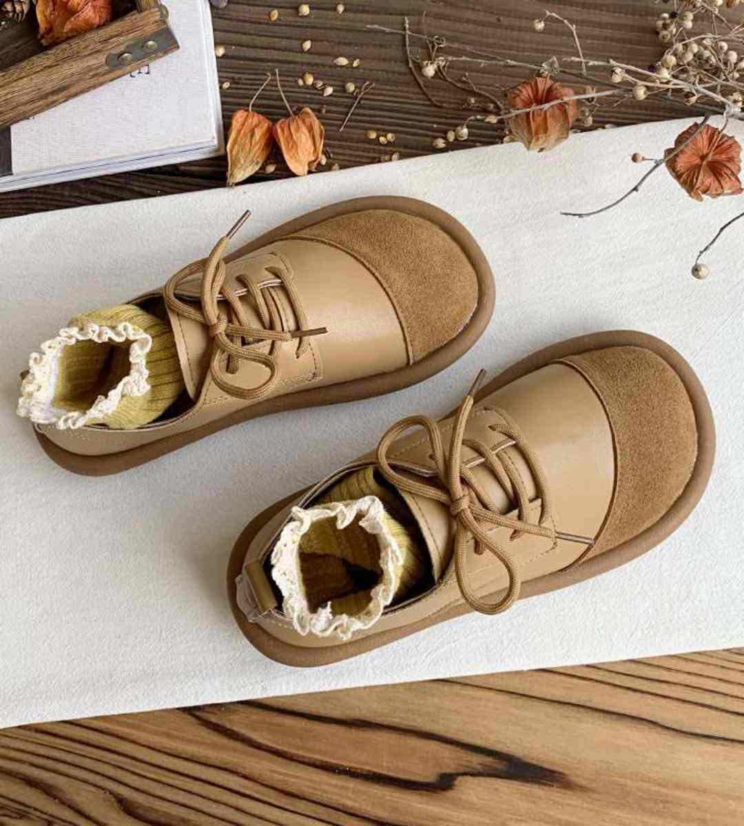 Spring Flat Leather Oxford Shoes Retro Style