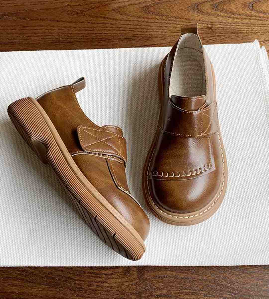 2024 Spring Women's Leather Oxfords Thick Sole Retro