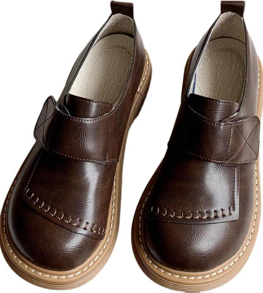 2024 Spring Women's Leather Oxfords Thick Sole Retro