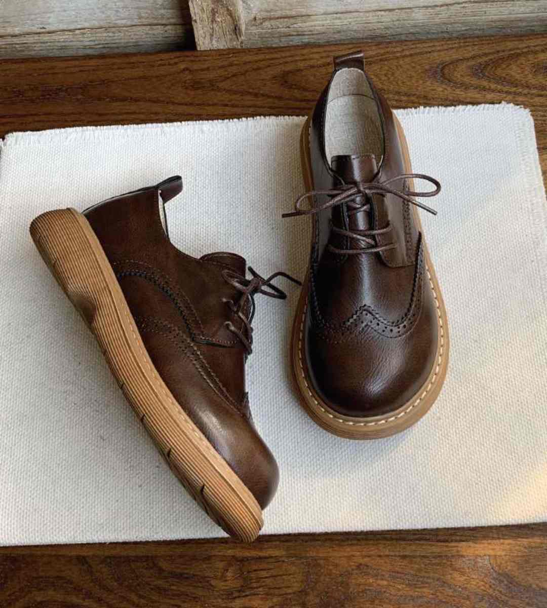 Spring-Brogue Leather Shoes-Women's-Campus Style-JK Shoes