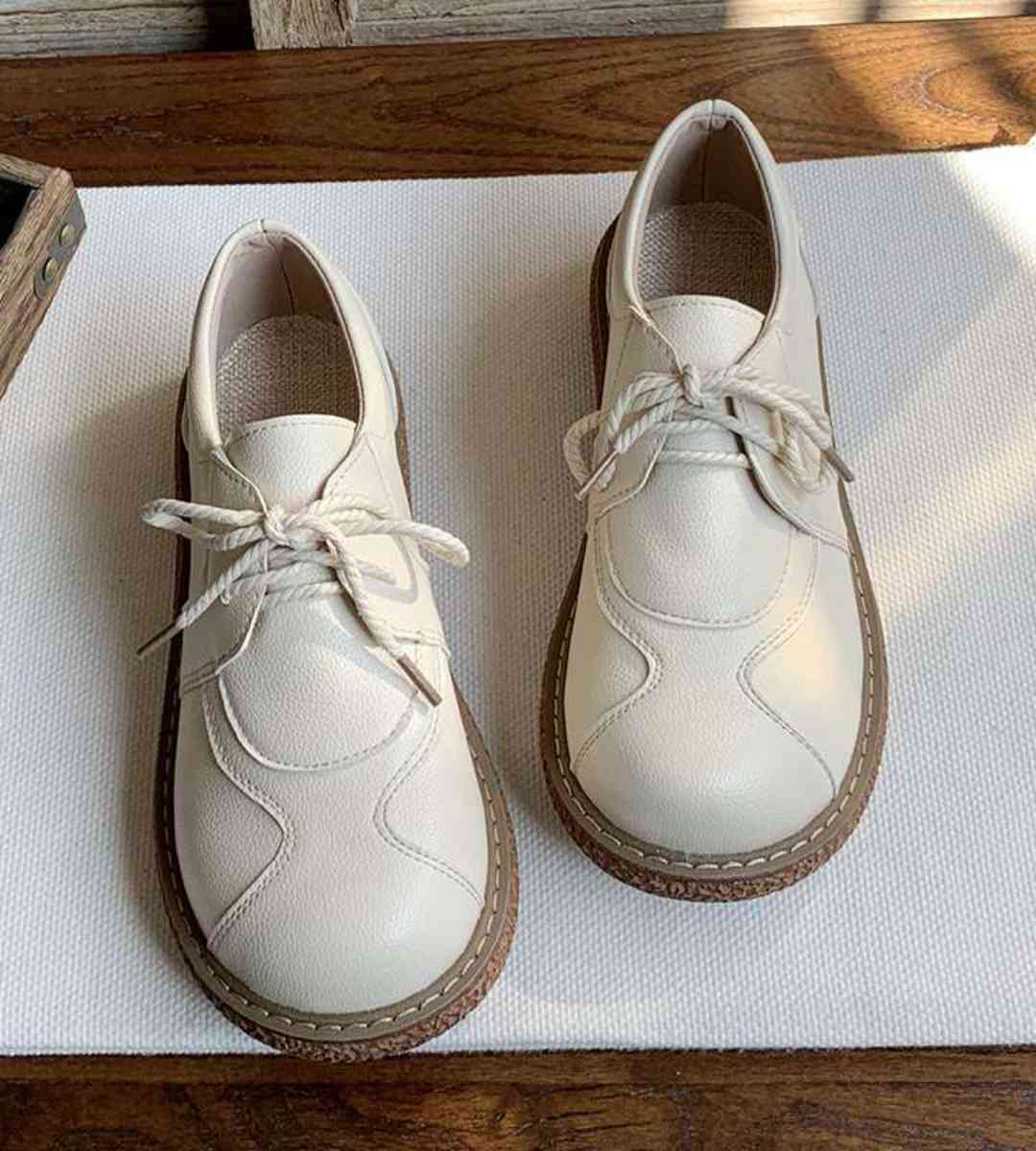 Autumn Platform Leather Cute Shoes JK Style Student Flats