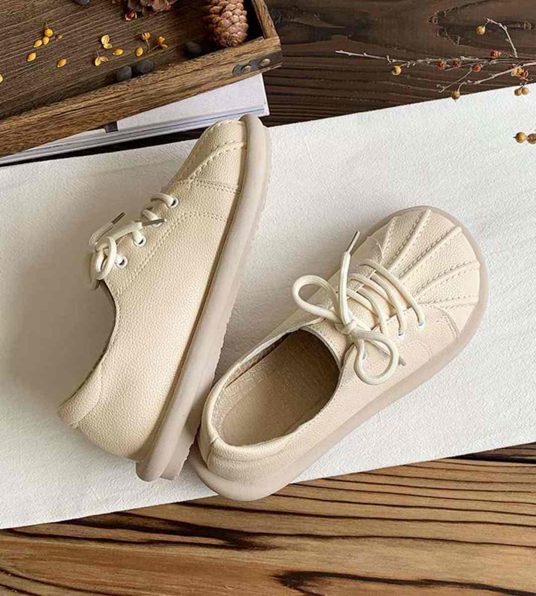 Fall Casual Shell Toe Leather Shoes Women's Style Sneakers