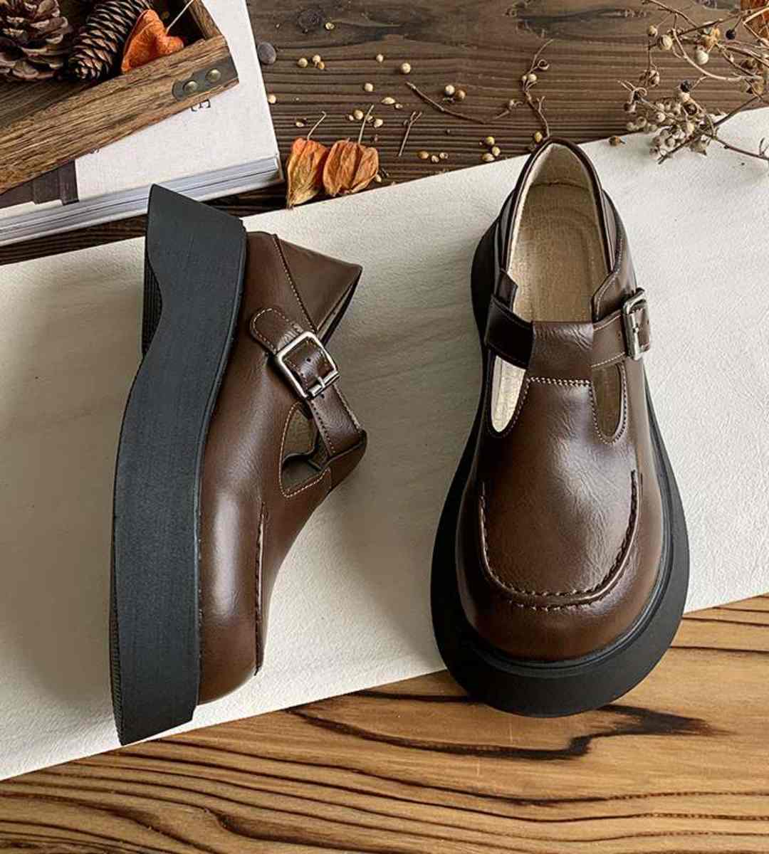 Spring Mary Jane Thick-Soled Leather Retro JK Shoes
